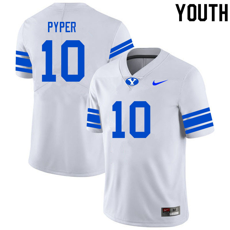 Youth #10 Morgan Pyper BYU Cougars College Football Jerseys Sale-White - Click Image to Close